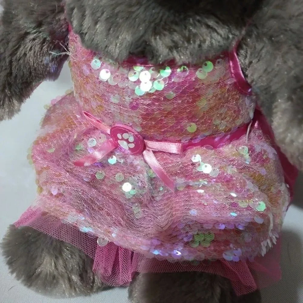 Build a Bear Great Wolf Lodge Violet w/ exclusive pink sequin dress used w/ tags - Picture 5 of 7
